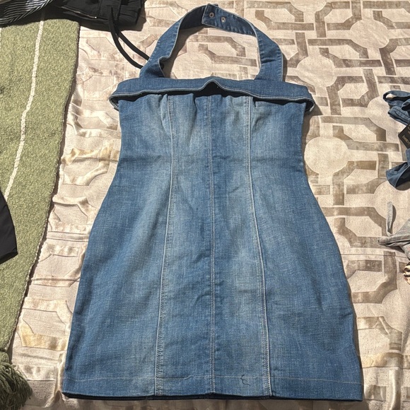 Guess Dresses & Skirts - Guess Blue Denim adjustable Halter Mini denim Dress